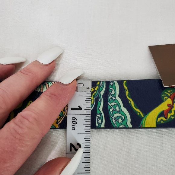 NWT Patricia Nash -Birds Of Paradise Vietri 1.25" Blue/Silver Belt Sz L Leather - Picture 5 of 12